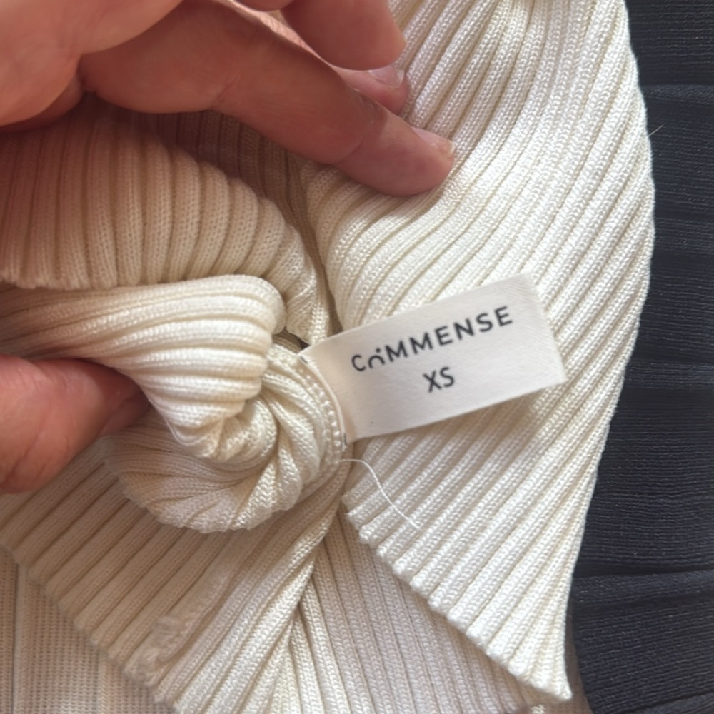 EUC Women's Commense Size XS Contrast Trim Mini Skirt Set Cream White Black - Picture 9 of 9